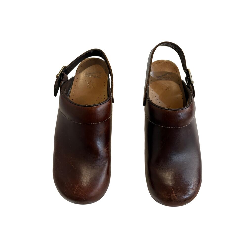 Dansko Leather Clogs Slip On Brown Womens 42 US 11-12 Adjustable Back Strap - Picture 2 of 14